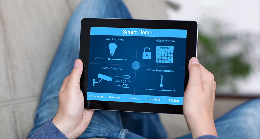 The ability to access and control security components from a mobile device is one of the top smart home trends in Dayton. Close-up of smart home security app.